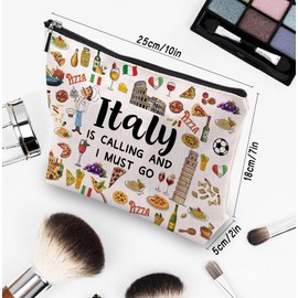 CEASQVAA Italy Travel Gift Makeup Bag, Italy Lover Themed Gifts for Traveller Women Friends, Italian Travel Trip Essentials Souvenir, Italian Trip Gifts for Women Party Favors