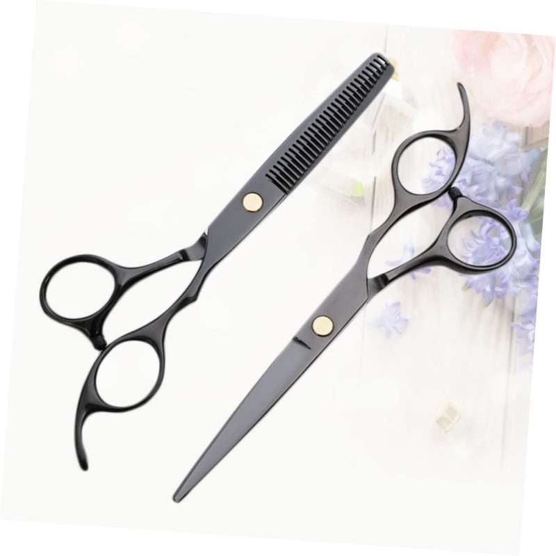 BIUDECO 2pcs Professional Hair Cutting Scissors Black Barbers Shears for
