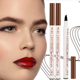 2025 New 2PCS 3D Magic Microblading Eyebrow Pencil, 4-Head Split Waterproof Long-Lasting Wild Eyebrow Pen, Upgraded Fine-Stroke Makeup, Stay-on-All-Day (Dark Brown)