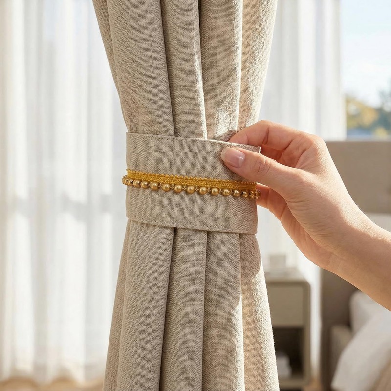 HINZIC 2.3 Yards Gold Pearl Beaded Fringe Trim, 0.5 Inch