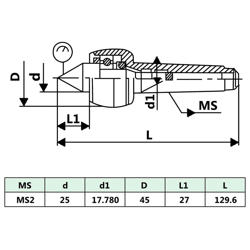 vidaXL MT2 Revolving Live Center - High Precision Durable Steel