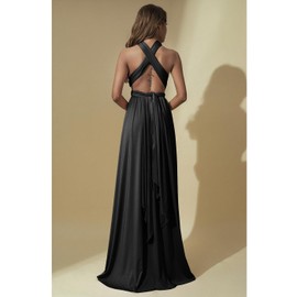 GORAIS Women Infinity Dress for Bridesmaid Long Evening Maxi Wrap Dresses Convertible Prom Wedding Gown Black