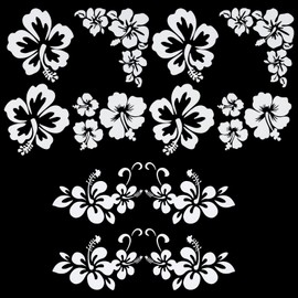 GORGECRAFT 2 Styles 4 Sheets Hibiscus Flower Car Sticker Hawaiian Stickers and Decals Reflective Stickers Waterproof Vinyl Automotive Exterior Decor for SUV Truck Motorcycle Doors Walls Laptop