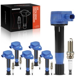 A-Premium (Blue) Set of 6 Ignition Coil Pack and Iridium Spark Plugs Compatible with Honda Accord 2008-2012 Crosstour Odyssey & Acura RL TL TSX 3.5L 3.7L
