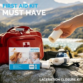 Emergency Wound Closure Strips - 16Pcs Laceration Closure Kit - 2 Types Zipstitch Wound Closure Device - Quick Clot Stitchles Suture Kit Bandaids Butterfly Bandages