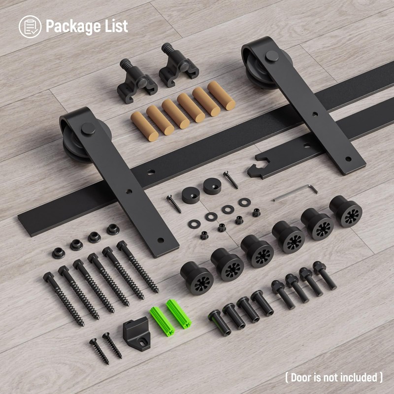 CCJH 4FT Single Sliding Barn Door Hardware Kit Black Basic