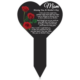 Mother's Day Memorial Stakes Grave Decorations for Cemetery Grave Plaque Stake Markers Memorial Mom Plaques Sympathy Garden Stake Waterproof Grave Stake Garden Cemetery Decorations for Grave Yard