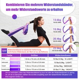 COFOF Fitness Bands Set of 4, Exercise Band with 4 Resistance Levels, Fitness Band with Carry Bag and Exercise Instructions (English language not guaranteed), Ideal for Yoga, Pilates, Strength