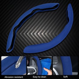 PAUUOOA 2 Piece Alcantara Steering Wheel Cover - Split Sport Design for D & O Shape Wheels, Soft Touch · Anti-Slip Grip · All Season Comfort · Durable Luxury Material for Performance Cars
