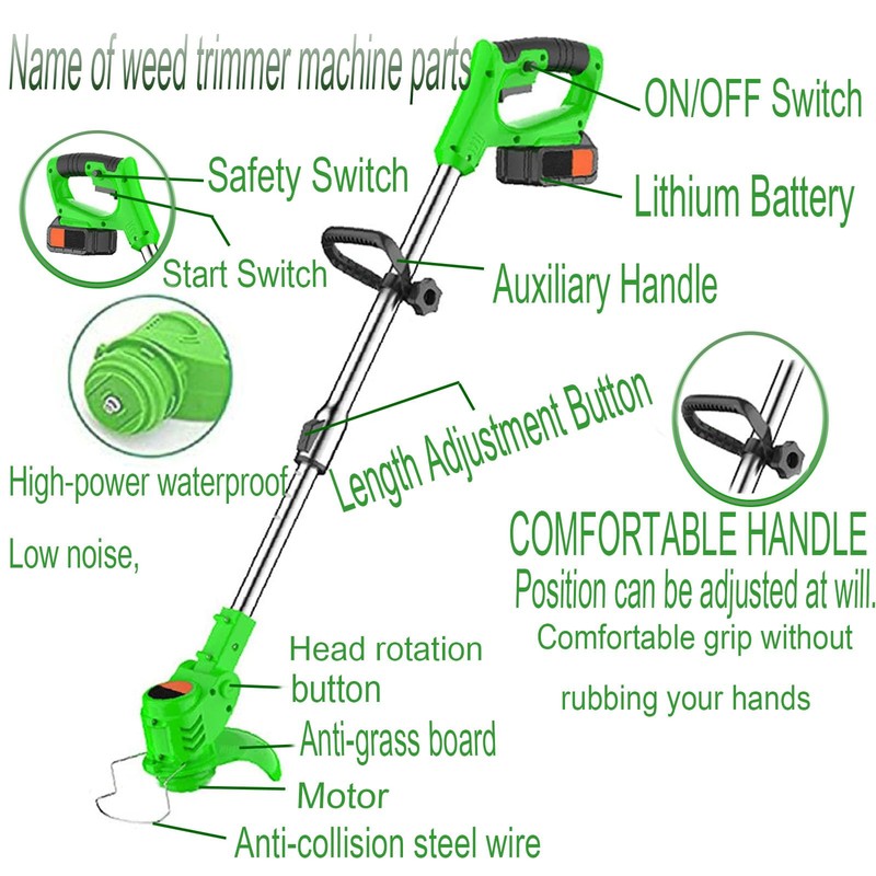 Knutat Weed Wacker,24V 2Ah Battery Powered Weed EaterString Trimmer with