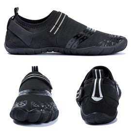 Josaywin Men's Barefoot Soft Shoes Summer Quick-Drying Surf Shoes Beach Shoes Swimming Shoes Breathable Aqua Shoes with Non-Slip Sole 40-50, black, 9.5 UK