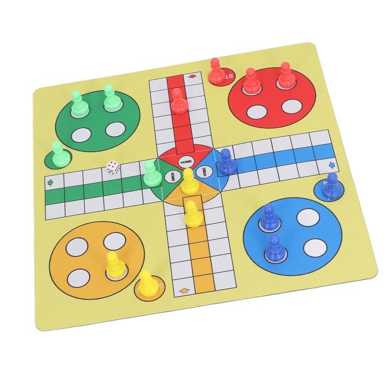 Ludo Chess Set Folding Roll Up Board Game Pad with