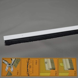 100 cm Screw-On Door Brush Seal - 2 in 1 Draught Excluder & Door Seal - Aluminium, White