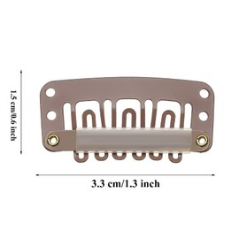 Hair Extension Clips, Metal Snap Clips for Hair Extensions and Wefts, Wig Clips Snap Clips U-shape with Soft Rubber, Hair Wig Clip for Hair Extensions DIY (40PCS BROWN)