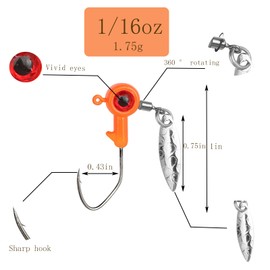 1/32 oz Jig Heads Freshwater Fishing Lures Jig Head with Eye Ball 25PCS Painted Hooks Fishing Jigs for Bass/Crappie (1/32oz Crappie jigs 0.875g)