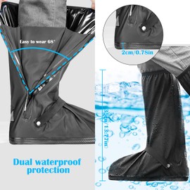 Motorcycle Shoes Cover Rain Overshoes Waterproof Shoe Non-Slip Rain Shoes Cover Reusable Motorcycle Boots Cover Rain Cover (XL-Black)