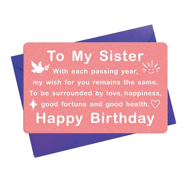Sister Birthday Gifts Sister Birthday Card - To My Sister Happy Birthday, Sister Birthday Card Aluminum Engraved