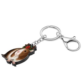 HUAGEO Acrylic Cute Guinea Pig Keychain Mouse Hamster Rat Animals Jewelry Backpack Car Purse Key Rings For Women Charm Gifts (Brown)
