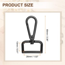 sourcing map 10pcs Metal D Ring Lobster Claw Clasps 1.02" (26mm) Zinc Alloy 360 Degree Swivel Trigger Push Gate Snap Hooks for Keychains Jewelry Strap DIY Crafts, Black