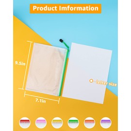 Umriox 12PCS Mesh Zipper Pouch Zipper File Bags with Grid Travel Pouch, A5 Size Zip Document Holder for School Office Supplies and Travel Accessories(12 Colors)