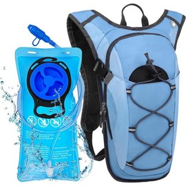 Hydration Backpack with 2L Hydration Bladder Water Backpack for Hiking Hydration Pack for Running Cycling Hiking - Color: New Blue