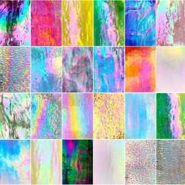 ILLUCKAI 24 Sheets Iridescent Stained Glass Sheet Variety Pack, 4 X 6 inch Cathedral Art Glass for Home Decor, Stained Glass Supplies for Glass Projects and Mosaic Crafts