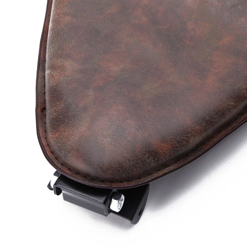 GOODFITMENT Retro Brown Leather Motorcycle Spring Solo Seat w Base
