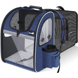 Pecute Pet Carrier Backpack, Cat Backpack Carrier, Expandable with Breathable Mesh for Small Dogs Cats Puppies, Dog Backpack Carrier for Hiking Travel Camping Outdoor, Hold Pets Up to 17 Lbs