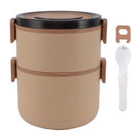 Stainless Steel Lunch Container Round Shape Lightweight Insulation Compact Lunch Containers for Officer Students 2 Layer 1600ml 18.5cm