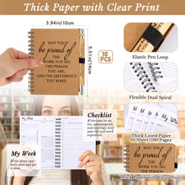 100 Pcs Employee Appreciation Notebooks with Motivational Pens Christmas Thank You Gifts Bulk for Teacher Coworker Team Volunteer Positive Calendar Planners Inspirational Spiral Notebook