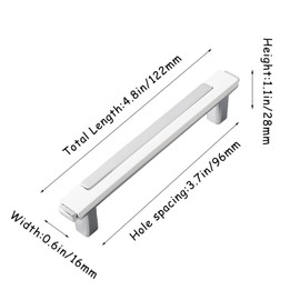 Kcmwsy 5 Pack White and Silver Cabinet Pulls Kitchen Cabinets Handles Zinc Alloy Cabinet Hardware Drawers Pulls for Cupboard Dresser Closet (5, White Silver, 4.8in/122mm)
