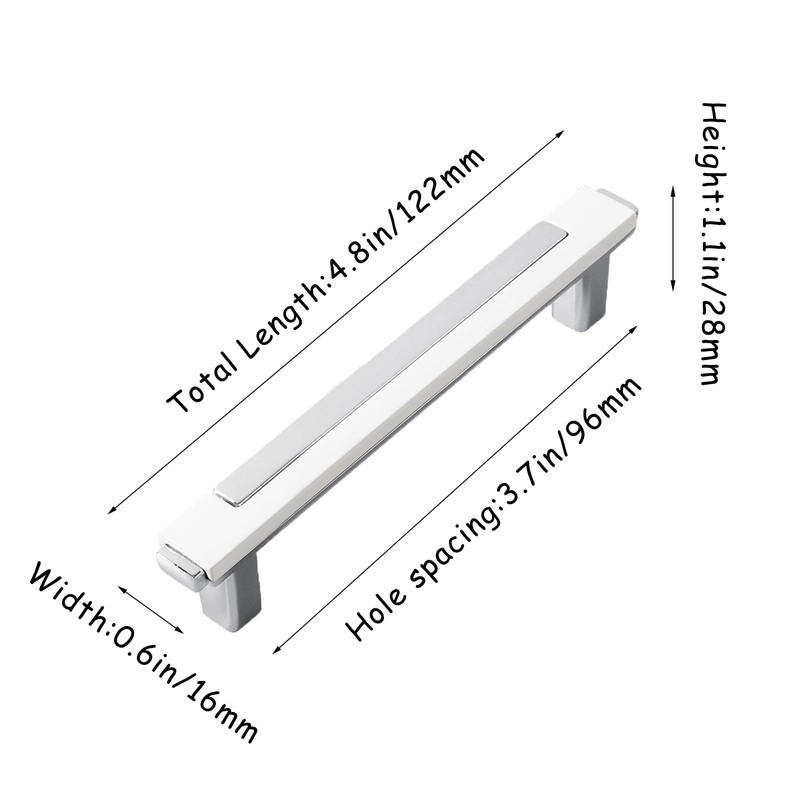Kcmwsy 5 Pack White and Silver Cabinet Pulls Kitchen Cabinets