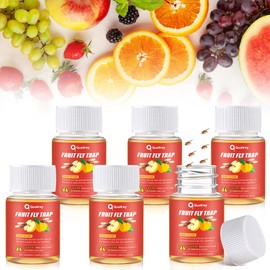 Qualirey 6 Pack Fruit Fly Traps for Indoors, 0.68oz/ Bottle Fruit Fly Trap Refill Liquid for Home & Kitchen, Non Toxic Safe Near Food, Effective Lure Refill for Indoor Use