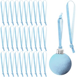 HunnmingRe 100 Pcs Christmas Hangers Ribbons 12" Velvet Christmas Tree Hanging Strings Ornament Ribbon Strap Loops Velvet Ribbon Hangers for Garland Decoration (Multicolor)