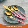 Lekoton 20 Piece Gold and Pink 18/0 Flatware Utensil Set