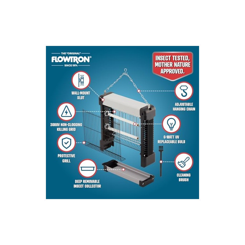 Flowtron Indoor Bug Zapper: 3000V Electric Insect Killer & Mosquito