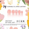 Flower Press on Nails Short Square MABKJLF White French Tip