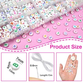 TOAOB 1440 Pieces 4 x 7 mm Letter Beads Round Acrylic Spacer Beads for Jewellery Making