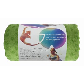 HYOOG Solid Color Yoga Towel, Yoga Blanket, Yoga mat, Fitness Blanket with Plum Shaped Particles 72" L x 25" W (Green)