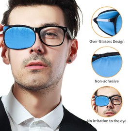 eZAKKA Eye Patches for Adults, Eye Patch for Glasses Silk Patch for Lazy Eye Amblyopia Strabismus and After Surgery (Navy Blue+Black)