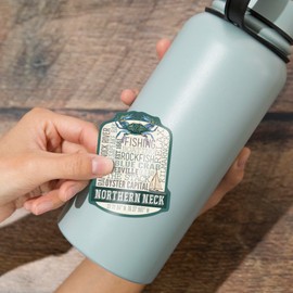 Die Cut Sticker Northern Neck, Virginia, Chesapeake Bay, Oyster Capital, Typography, Contour Vinyl Sticker 3 to 6 inches, (Waterproof Decal for Cars, Water Bottles, Laptops, Coolers), Large