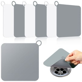 Yinkin 6 Pcs Shower Drain Cover Silicone Floor Drain Cover Anti-Odor Mat for Shower Tub Stopper Shower Drain Cover for Bathtub Kitchen Laundry Sink Accessories (Grey and White, 5.79 x 5.79 Inch)