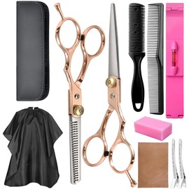 Glitzcharm Tijeras para Cortar Cabello Profesional, 10 Piezas Kit de Barberia, Tijeras para cortar cabello,Tijeras profesionales para cortar cabello, Para Hogar,Sala de Belleza,Barbería