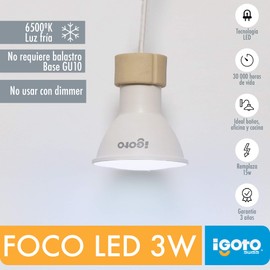 iGoto F10303 Foco de led Dicroico Base: GU10, 3W Luz Fría