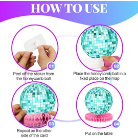 Disco Theme Honeycomb Centrepieces Disco Ball Centerpieces for Party, Birthday Party Decorations Disco Ball Table Decor for Music Theme Party Table Centerpiece, 70s 80s 90s Disco Party Decorations