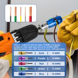 Wire Stripper for Drill, AWG 6/8/10/12/14 Gauge Electric Twister Tool for Drill, Automatic Wire Stripper Cable Wire Connector Toolbox, Portable Quick Cape Stripping Wire Twist Tool