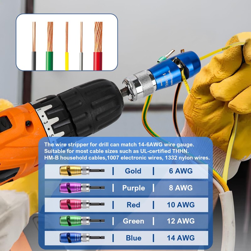 Wire Stripper for Drill, AWG 6/8/10/12/14 Gauge Electric Twister Tool
