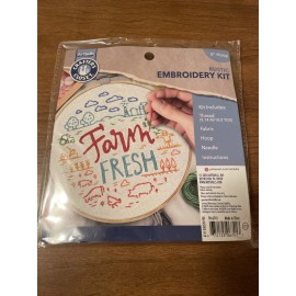 Artskills, Inc Artskills Rustic Embroidery Kit Farm Fresh Embroidery Kit 6 Inch Hoop