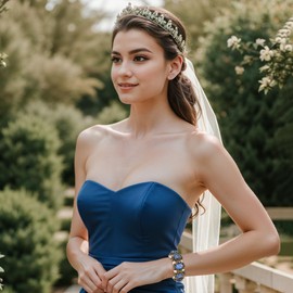 BriLove Victorian Style Stretch Bracelet for Women Rhinestone Crystal Simulated Pearl Multi Floral Cameo Inspired Oval Light Blue Antique-Gold-Toned