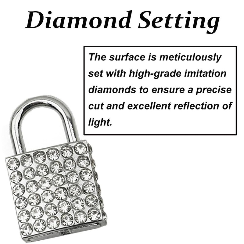 2-Pack Bling Square Padlock Mini Square Lock Decorative Padlock Luggage